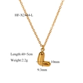 Polished 18K gold letter L puffy bubble pendant necklace on stainless steel chain - Letter L Pendant (HF-X2444-L) / 18K Gold