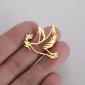 Polished gold dove pendant with olive branch for jewelry making necklace accessories - Gold