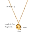 18K gold plated stainless steel letter Q pendant necklace with adjustable chain - Letter Q Pendant (HF-X2444-Q) / 18K Gold