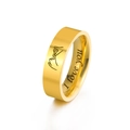 Anillo de acero inoxidable dorado con grabado de promesa y texto interno I love you - US 7 / Dorado