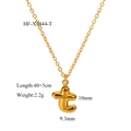 18K gold plated stainless steel bubble necklace with letter t pendant and thin chain - Letter T Pendant (HF-X2444-T) / 18K Gold