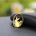 Golden bunny and flowers cutout stainless steel pendant for Easter jewelry making - Gold (Rabbit 2)