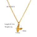 18K gold plated stainless steel necklace featuring a puffy bubble letter F pendant - Letter Y Pendant (HF-X2444-Y) / 18K Gold