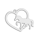 Roestvrijstalen hartvormige hanger met paardensilhouet en een handig ophangoogje - Staalkleur