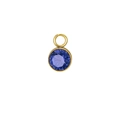 Detailed view of faceted purple birthstone pendant with polished gold metal frame - September / Gold