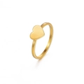 Minimalist gold heart-shaped titanium steel ring with a matte finish on a white background - US 7 / Gold