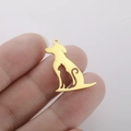 Pendentif chien et chat évidé en acier inoxydable plaqué or 18K pour colliers DIY - Or