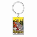Detail van roestvrijstalen sleutelhanger met De Keizerin tarot kaart geprint ontwerp - Staal Kleur - De Keizerin