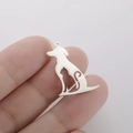 Gros plan du pendentif silhouette chien et chat en acier inoxydable entre les doigts - Acier
