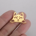 Pendentif chat doré en acier inoxydable pour bijoux DIY tenu à la main pour taille - Or-Chaton