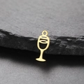 Miniatur Weinglas Anhänger in Gold mit Hohl-Design für DIY Schmuckherstellung - Champagnerflöte / Gold
