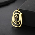 Minimalistischer goldener geometrischer Wirbel-Anhänger aus poliertem Edelstahl - Quadratischer Wirbel / Gold - Quadratischer Wirbel