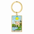 Gouden roestvrijstalen sleutelhanger met kleurrijke De Ster tarotkaart vierkante hanger - Goud - Ster
