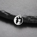 Silver stainless steel round pendant featuring a hollow cat moon and stars design - Steel Color-Moon Cat