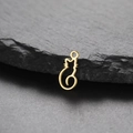 Minimalist golden stainless steel seated cat pendant charm for DIY jewelry making - Gold-Curled Tail Cat