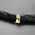 Minimalist gold-plated stainless steel cat pendant with mirror-polished finish for DIY jewelry - Gold-Kitten