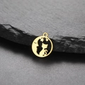 Golden stainless steel cat and moon hollow pendant for DIY jewelry making and gift - Gold-Moon Cat
