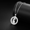 Silver stainless steel necklace with crystal-encrusted pregnant mother and baby pendant - Steel - Pregnant Mom