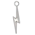Polished silver lightning bolt pendant with metal loop for DIY jewelry making - Steel