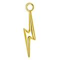 Polished 18K gold plated stainless steel lightning bolt pendant with jump ring - Gold