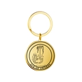 Golden Ace of Swords Tarot card round keychain made of polished stainless steel - Gold - Ace of Swords