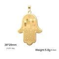 Ciondolo mano di Hamsa dorato placcato oro 18K con stella di David e incisioni - Oro