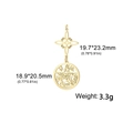 Macro view of gold Celtic knot and pentagram pendant with dimensions and weight info - Short Double Pendant Set A / Gold