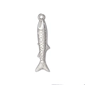 Realistische zilveren vis hanger van roestvrij staal met gedetailleerde schubben en oog - Pacifische Makreelgeep / Staalkleur