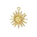 3D zonnegezicht hanger in goudkleur met stralende zonnestralen en gepolijst metaal - Goud-Zon A