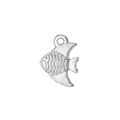 Silver tropical fish pendant with textured wave pattern and top hanging ring - Small Tropical Fish / Steel