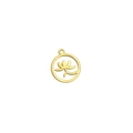 Golden hollow lotus flower pendant in stainless steel for DIY jewelry making - Gold Round Lotus