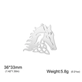 Pendentif tête de cheval argenté avec nœud celtique, breloque 36x33mm pour bijoux DIY - Acier