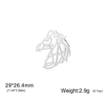 Hollow horse head pendant in silver stainless steel finish with Celtic line art design - Steel