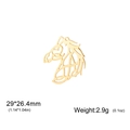 Golden hollow horse head pendant with geometric lines and size markings 29x26.4mm - Gold