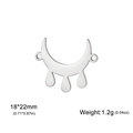 Silver crescent moon charm with three teardrops and link rings for jewelry making - Silver