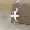 Elegant silver ballet dancer pendant with white enamel dress detail on a display box - Silver-Ballet Dancer Style 1