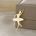 Elegant gold-tone ballet dancer pendant with white enamel details for DIY necklaces - Gold-Ballet Dancer Style 1
