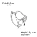 Anello regolabile in acciaio inossidabile argento, design geometrico a doppia goccia 3.9g - Stile Forma Geometrica-Acciaio