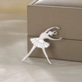 Ballerina pendant in silver finish with white enamel detail for DIY jewelry - Silver-Ballet Dancer Style 2