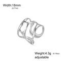 Anello largo traforato irregolare argento con design regolabile e forma organica fluida - Stile Linee Geometriche-Acciaio