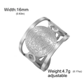 Verstelbare 16mm roestvrijstalen ring met zegel van Salomo en de zeven aartsengelen - Zegel van de Zeven Aartsengelen / Zilverkleur - Stijl G