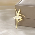Pendentif danseuse de ballet dorée avec robe en émail blanc sur boîte à bijoux - Or-Danseuse de Ballet Style 3