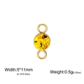 Gold-plated stainless steel birthstone charm connector with yellow crystal 5x11mm - Gold (November)