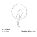 Hollow cat kitten pendant in silver finish with dimensions 40x26mm and 0.9g weight - Steel
