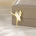 Pendentif danseuse de ballet dorée avec robe en émail blanc sur fond de boîte à bijoux - Or-Danseuse de Ballet Style 4