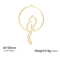 Golden hollow cat silhouette pendant in 18K gold finish for DIY jewelry making - Gold