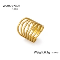 Anello a onde da 27mm in acciaio inossidabile placcato oro 18K con texture a pois - Stile Puntinato Multistrato