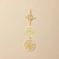 Dettaglio del ciondolo cubo dell'Arcangelo Metatron dorato con nodo celtico e geometria sacra - Stile 7 (SS2020011505+2022042501-S) / Oro
