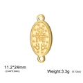 Goud vergulde roestvrijstalen hart-sleutelhanger voor DIY-sieraden maken - Kruis Ovale Connector / Goud