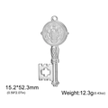 Silver stainless steel St. Benedict key pendant with heart and cross DIY jewelry accessory - Key Medal Pendant / Steel